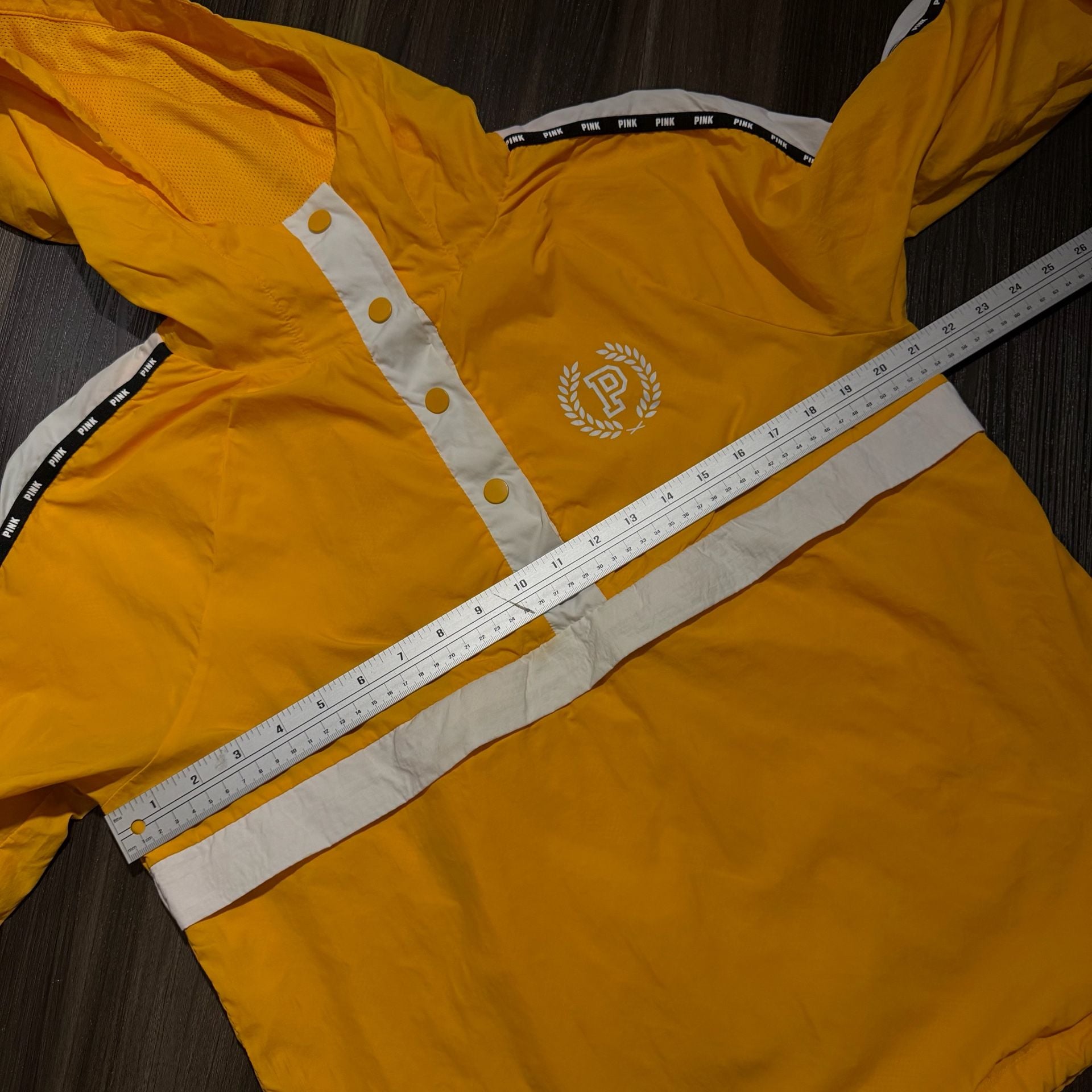 Victoria's Secret Pink Anorak Windbreaker Jacket Yellow White 6