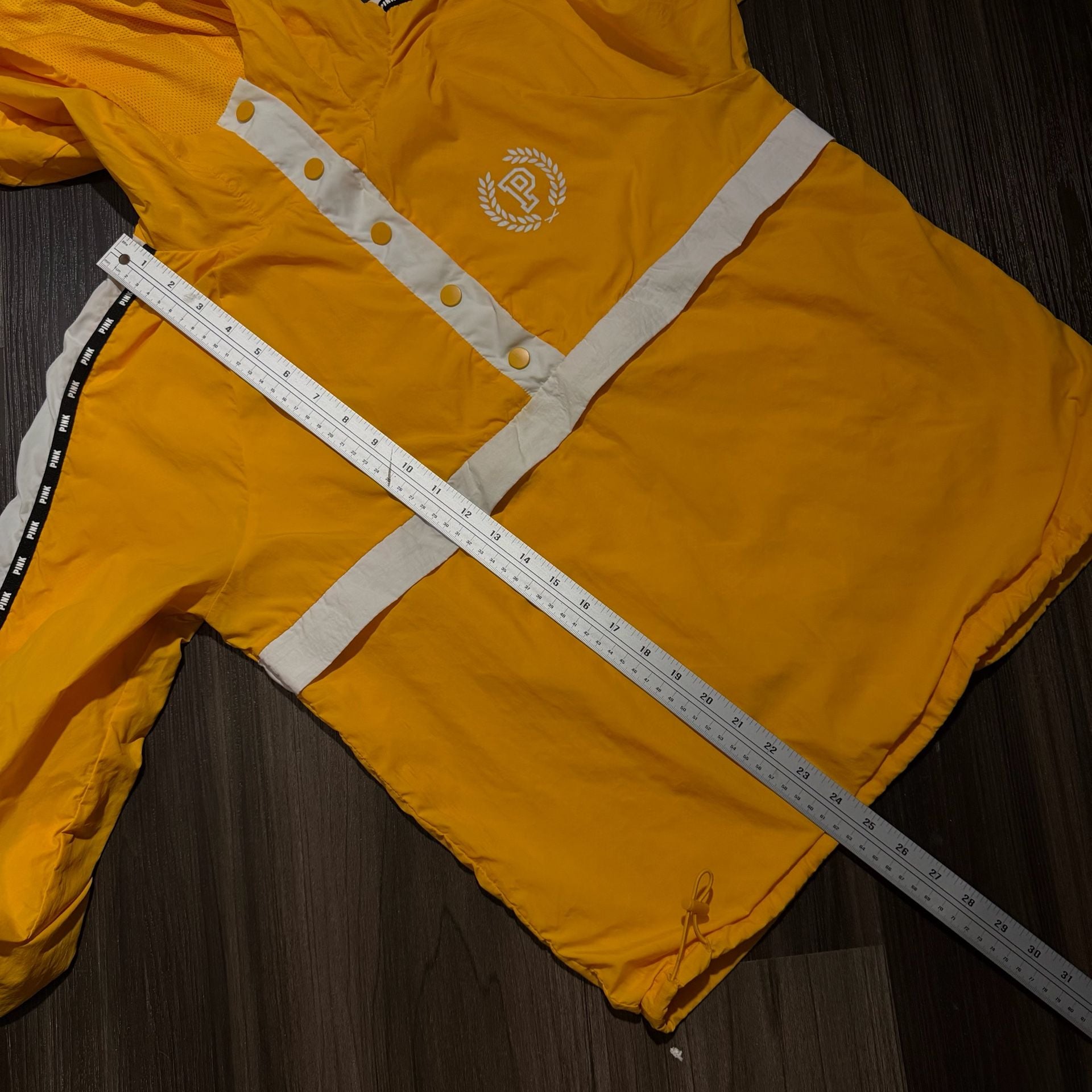 Victoria's Secret Pink Anorak Windbreaker Jacket Yellow White 7