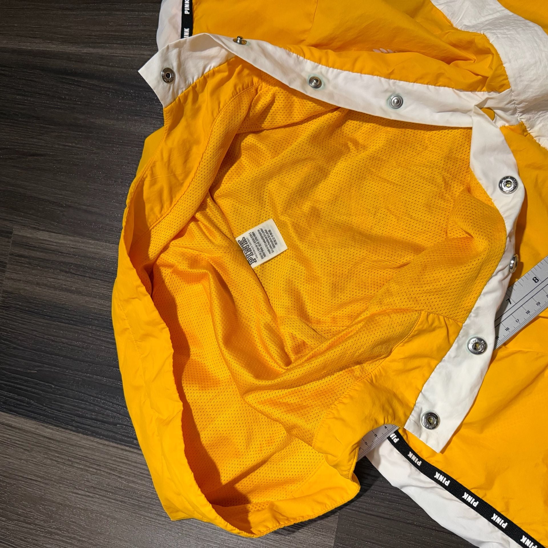 Victoria's Secret Pink Anorak Windbreaker Jacket Yellow White 8