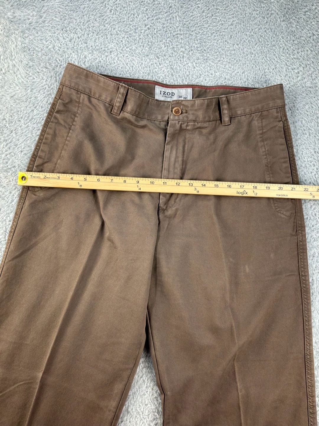 Izod Chino Pants Size 36/32 Brown Cotton 9