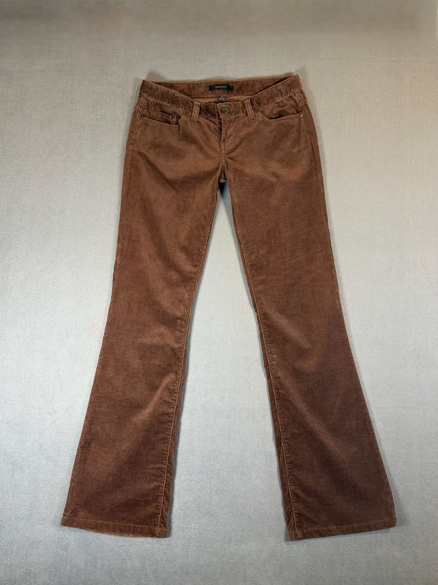 Express Y2K Brown Corduroy Flare Pants Low Rise Bootcut size 2 3
