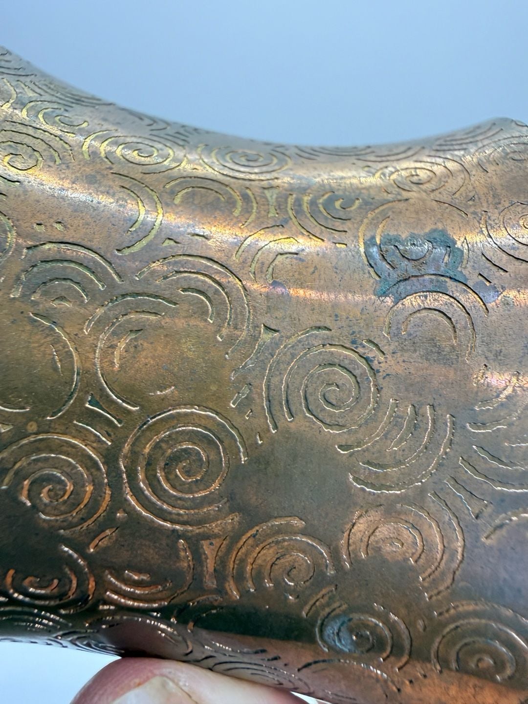 Handmade Copper Swirl Etched Wide Cuff Bracelet 7