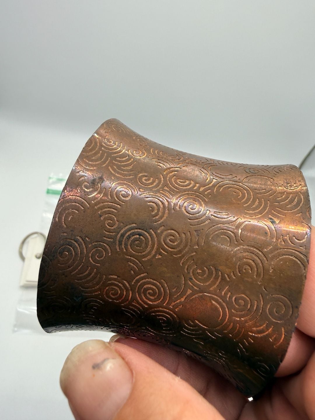 Handmade Copper Swirl Etched Wide Cuff Bracelet 8