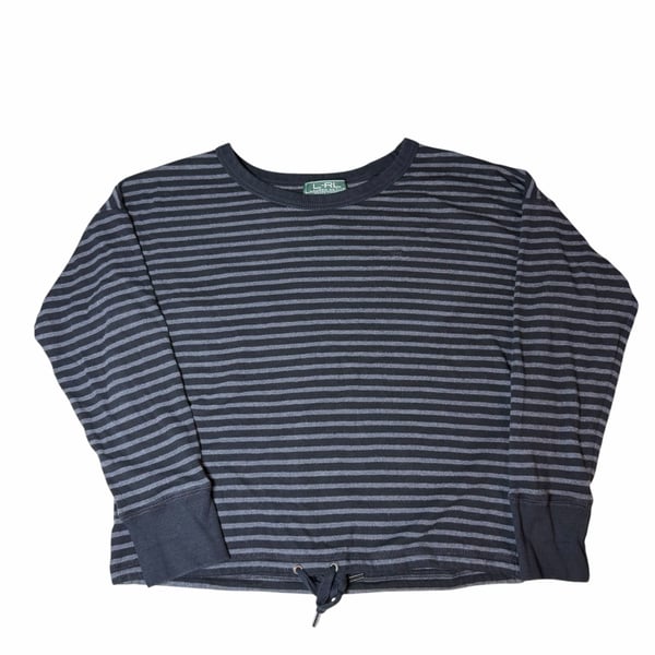 Lauren Active Ralph Lauren Long Sleeve Top Size PL Striped Black Gray