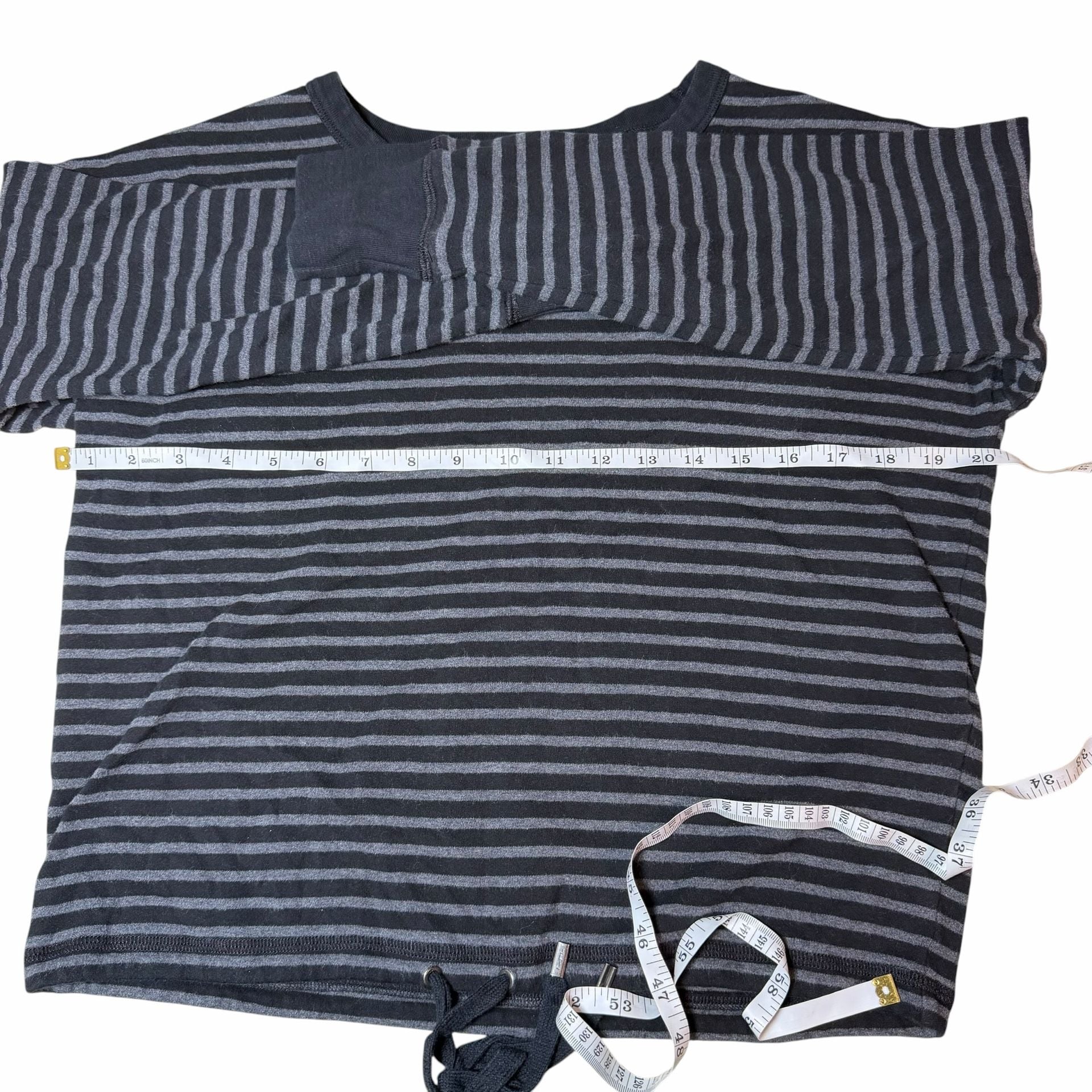 Lauren Active Ralph Lauren Long Sleeve Top Size PL Striped Black Gray 8