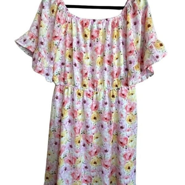 André by Unit Floral Print Ruffle Sleeve Mini Dress Sz  Large 