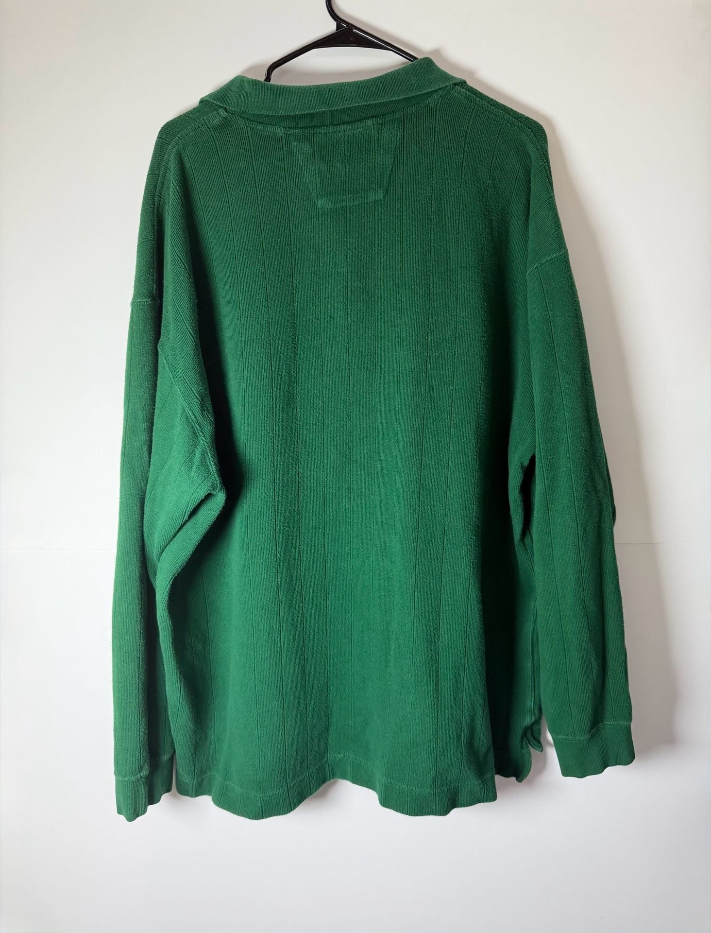 Vintage 90s Alexander Julian Colours Green Ribbed Polo Shirt XL Long Sleeve 8
