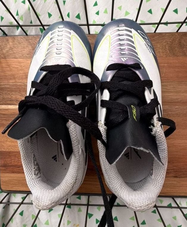 Kids Adidas F50 Messi Firm Ground Cleats Size 11K White Purple 2