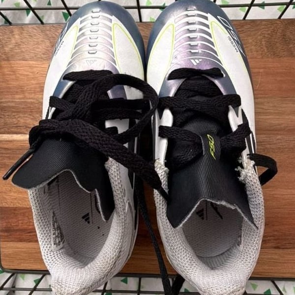 Kids Adidas F50 Messi Firm Ground Cleats Size 11K White Purple