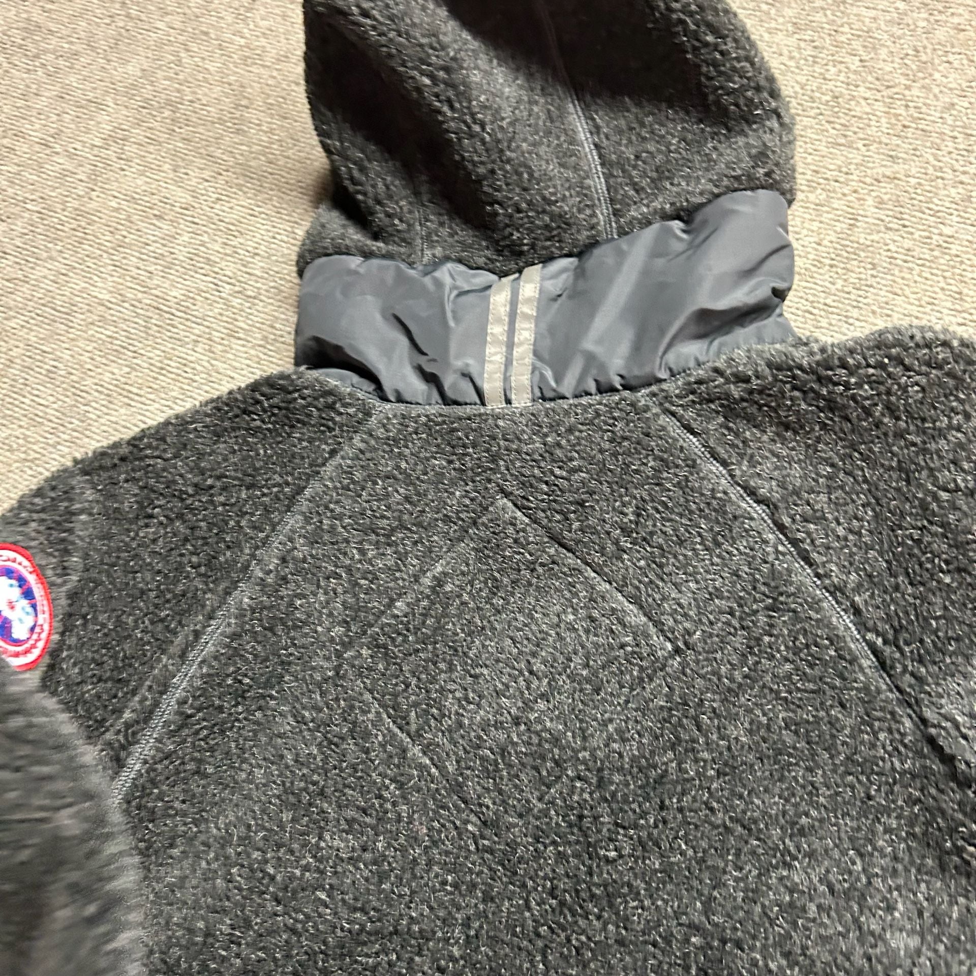 Canada Goose Simcoe Fleece Jacket Hooded Grey Black Size M 15