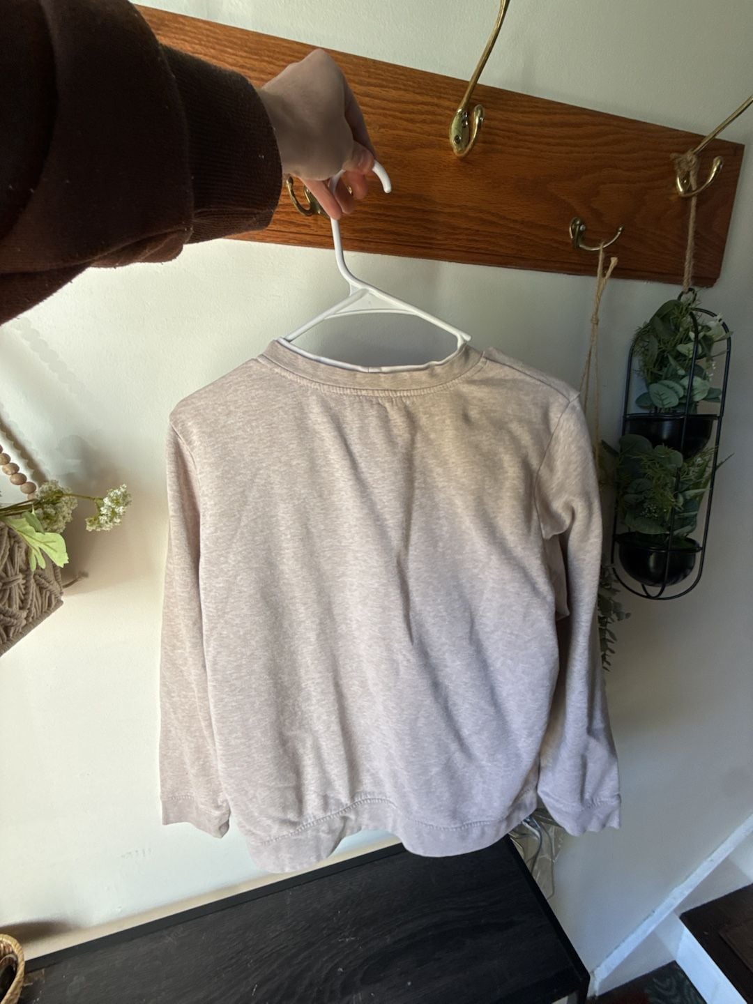 Vintage Christmas style Sweatshirt Size L Beige Tree Embroidery 7