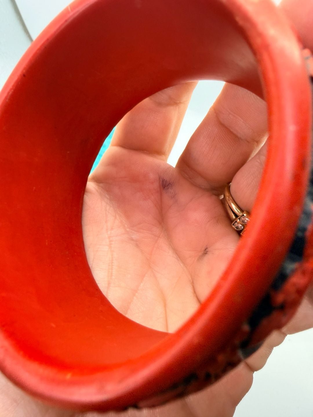 Chinese Carved Cinnabar Bangle Bracelet Size 8+ Inch 7