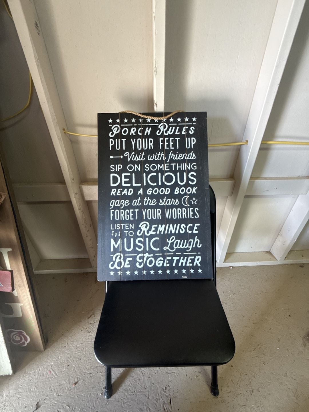 Stupell Industries Porch Rules Wood Sign Black 16x24 1