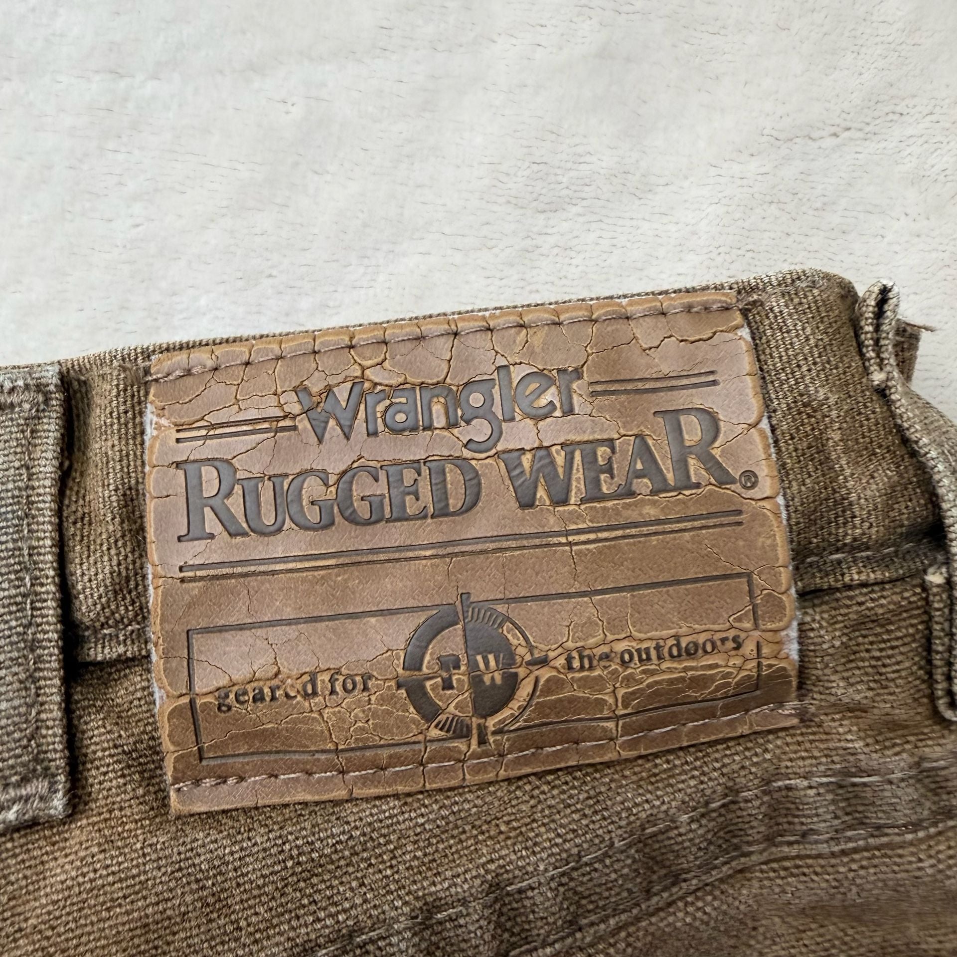 Vintage Wrangler Rugged Wear Fleece Lined Pants Size 36x32 Brown Canvas Workwear 8