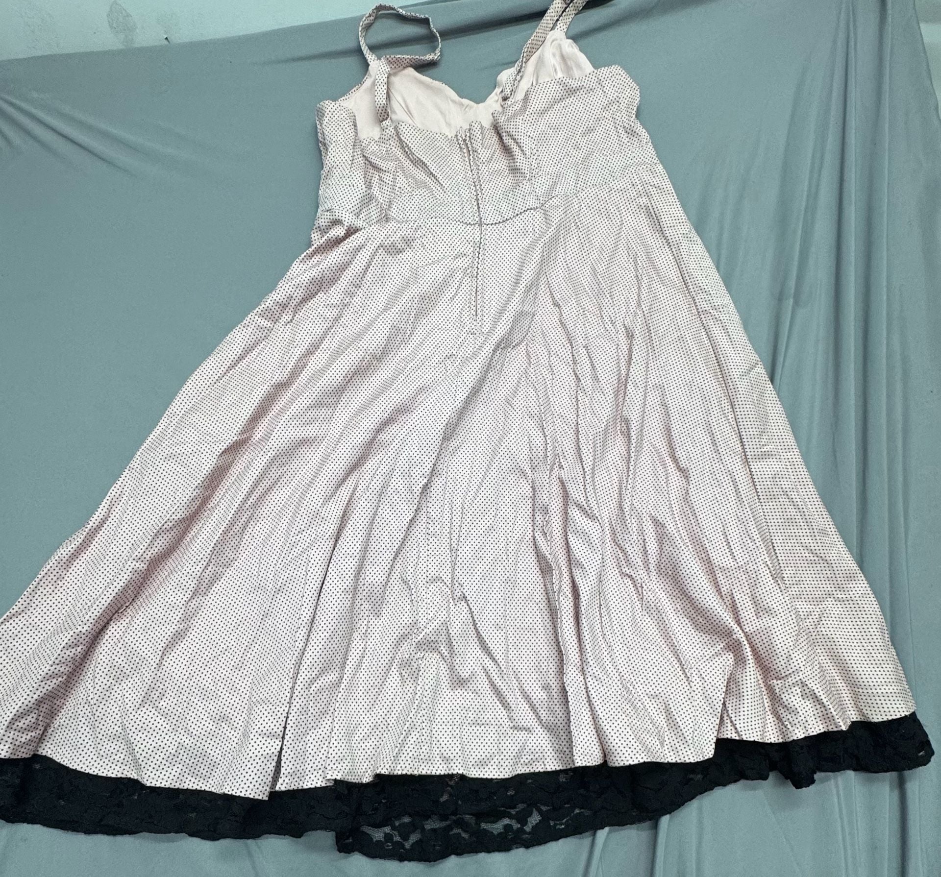 Torrid Polka Dot Dress Size 12 Pink Black Lace Midi Fit and Flare 2