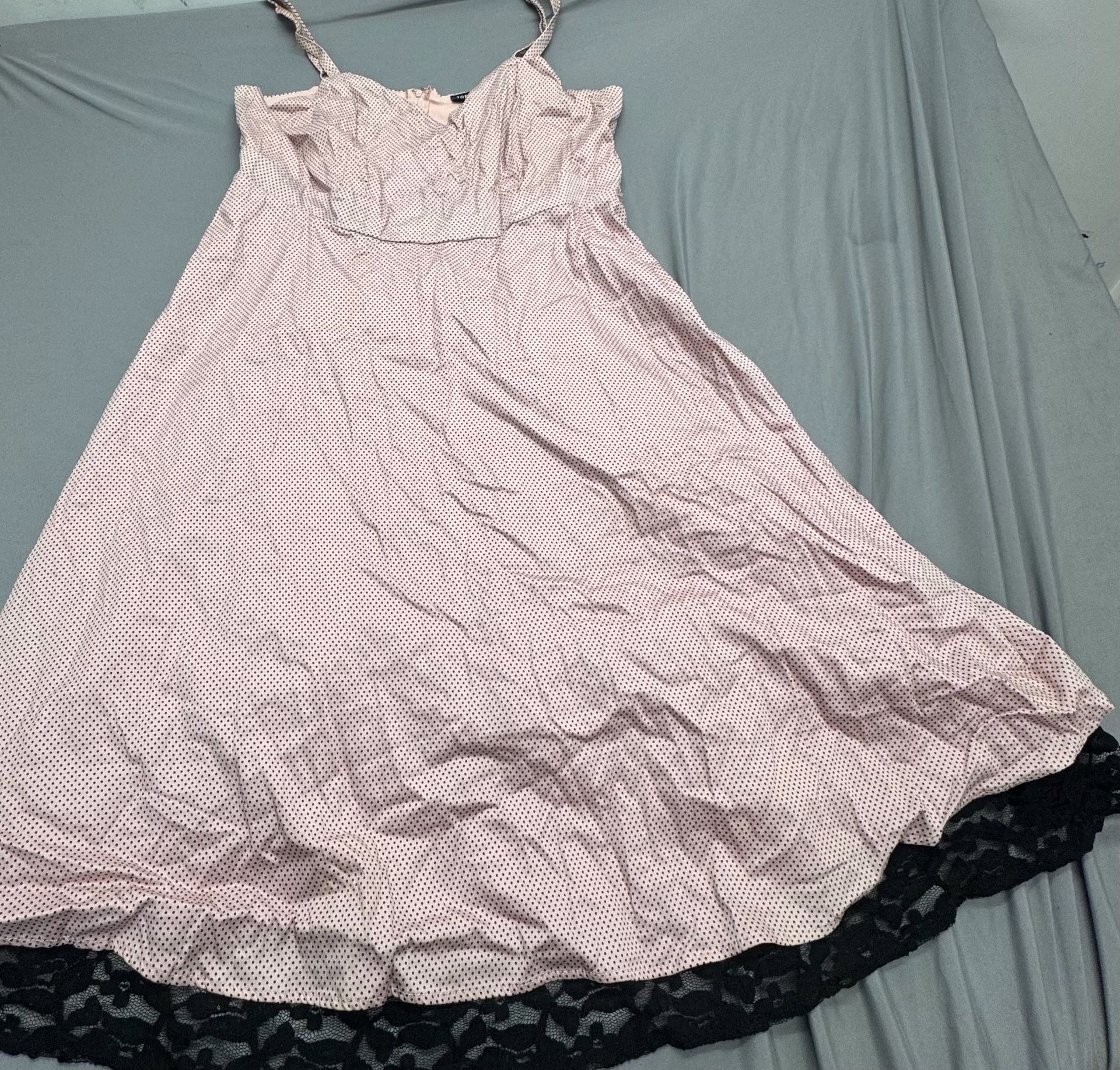 Torrid Polka Dot Dress Size 12 Pink Black Lace Midi Fit and Flare 6
