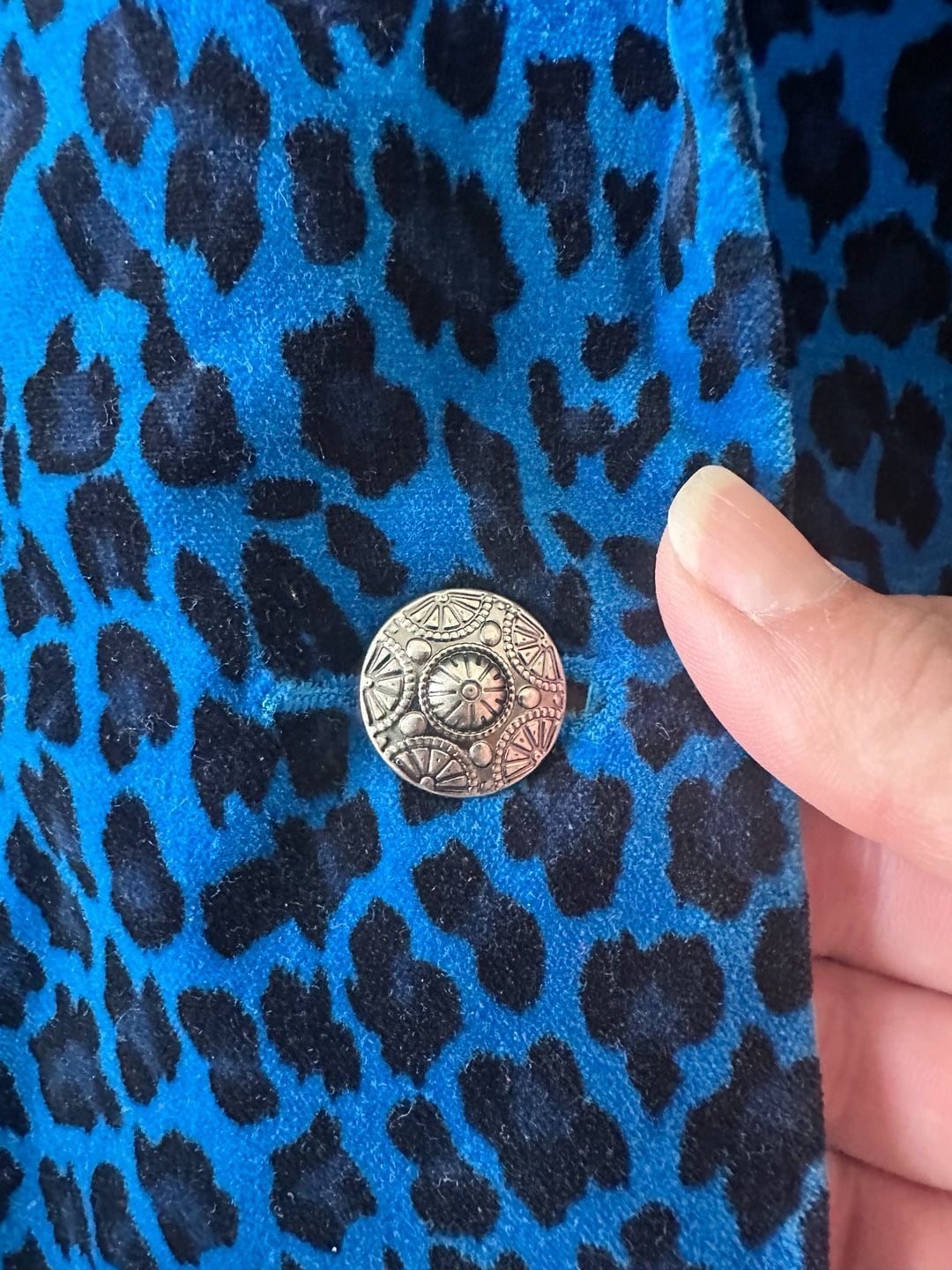 DG2 By Diane Gilman Blazer Size M Blue Leopard Print 5