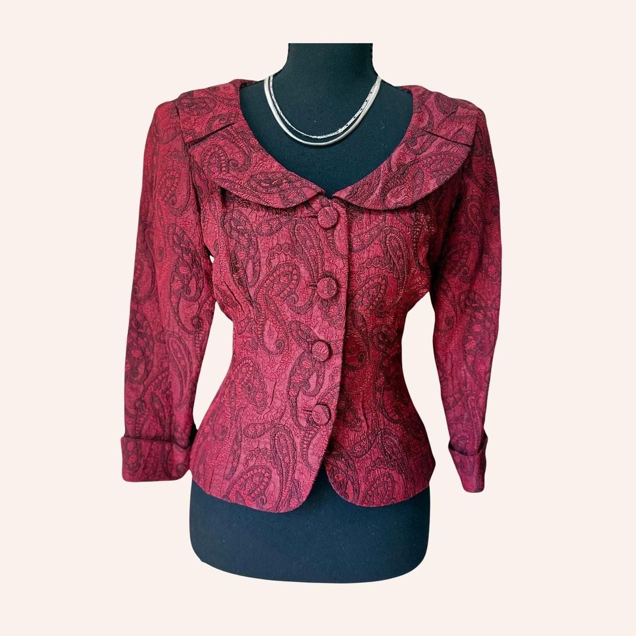 halloween vampire victorian witch red gothic paisley jacket size 4 2