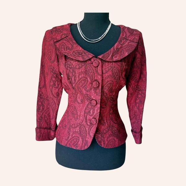 halloween vampire victorian witch red gothic paisley jacket size 4