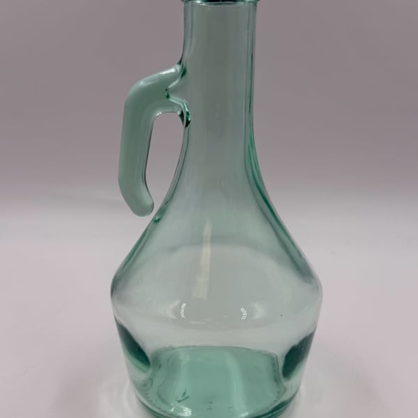 Vetreria Etrusca Italian Green Glass Cruet Bottle With Handle