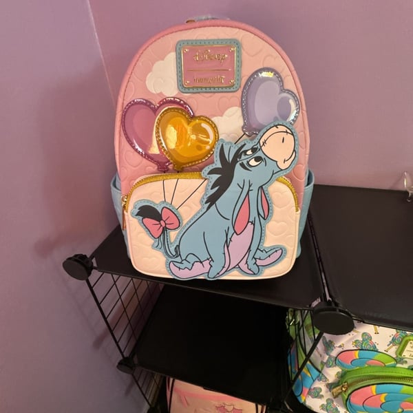 Loungefly Disney Eeyore Heart Balloons Mini Backpack Pink Blue