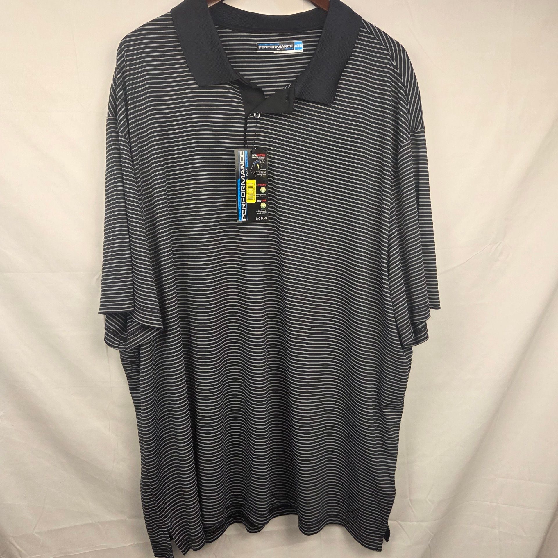 Roundtree & Yorke Performance Polo Size 4XB Black White Striped 2