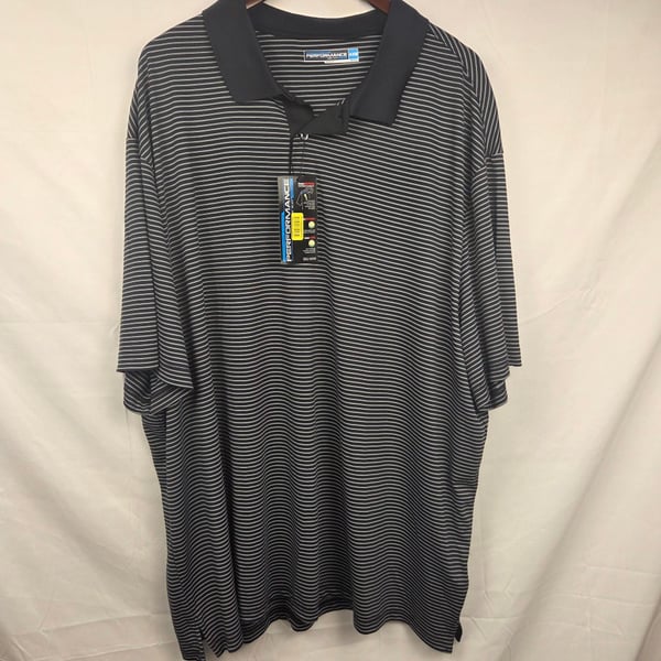 Roundtree & Yorke Performance Polo Size 4XB Black White Striped