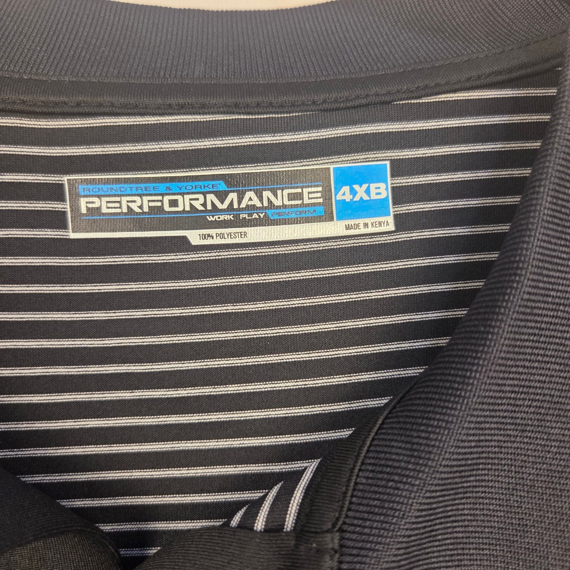 Roundtree & Yorke Performance Polo Size 4XB Black White Striped 3