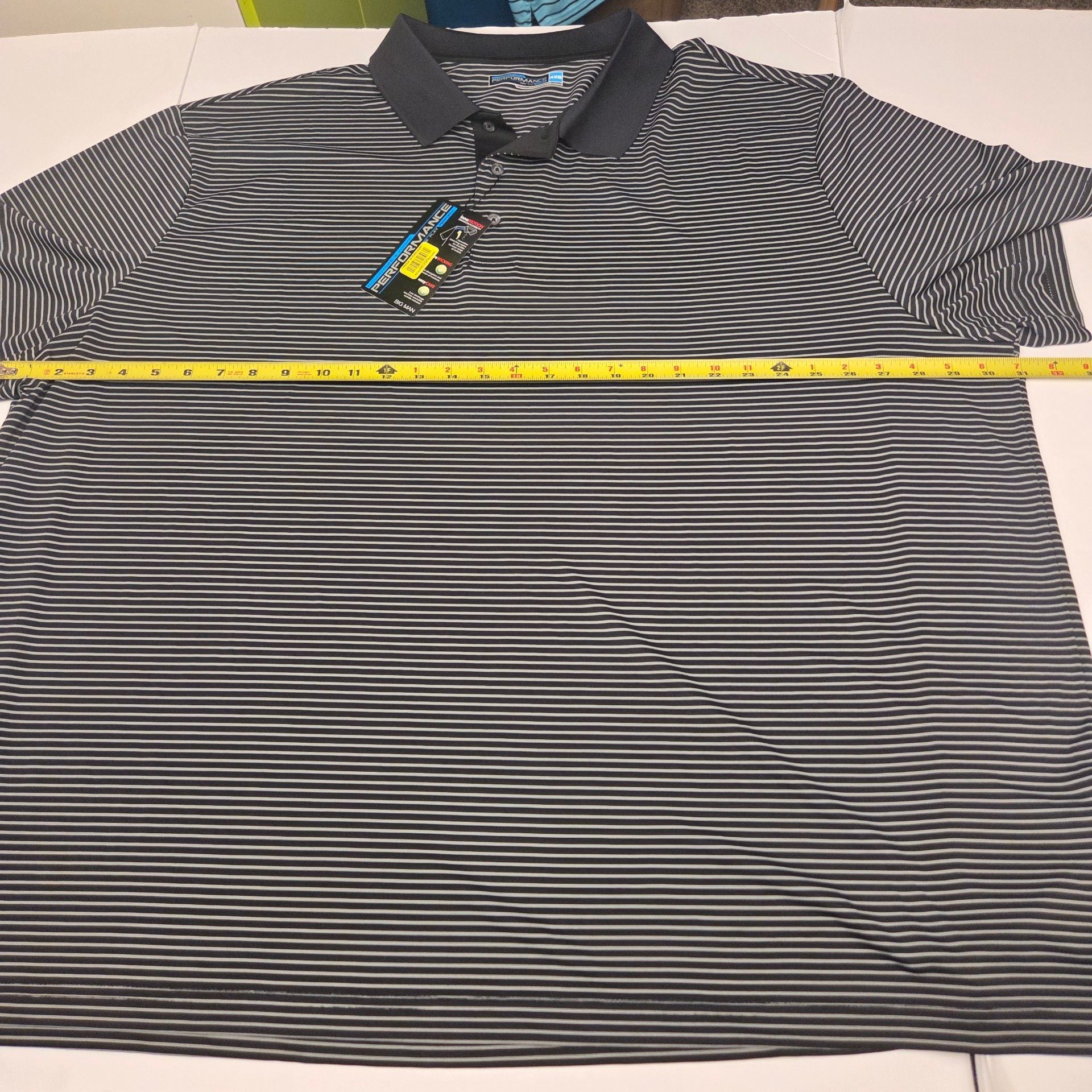 Roundtree & Yorke Performance Polo Size 4XB Black White Striped 10