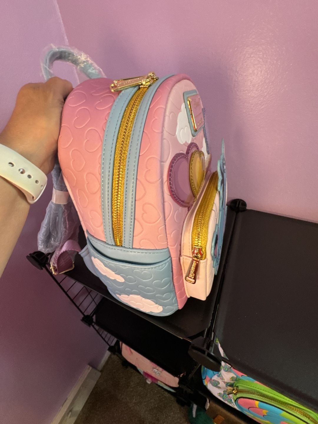 Loungefly Disney Eeyore Heart Balloons Mini Backpack Pink Blue 7