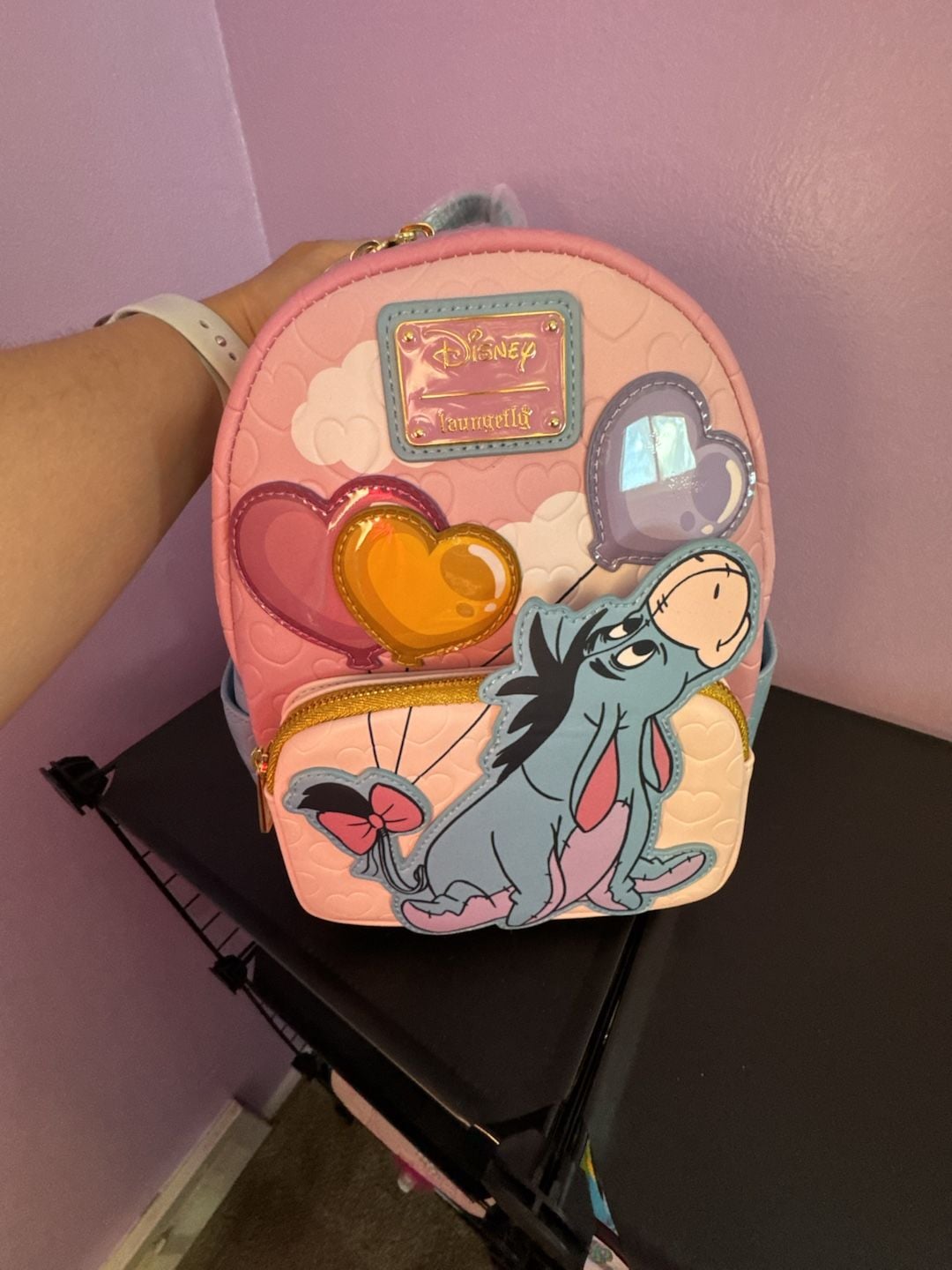 Loungefly Disney Eeyore Heart Balloons Mini Backpack Pink Blue 8
