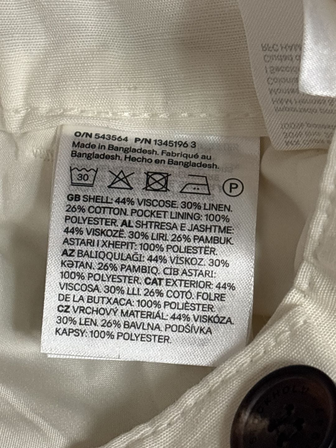 H&M Linen Blend Pants White Wide Leg Pleated Trousers Size 2 8