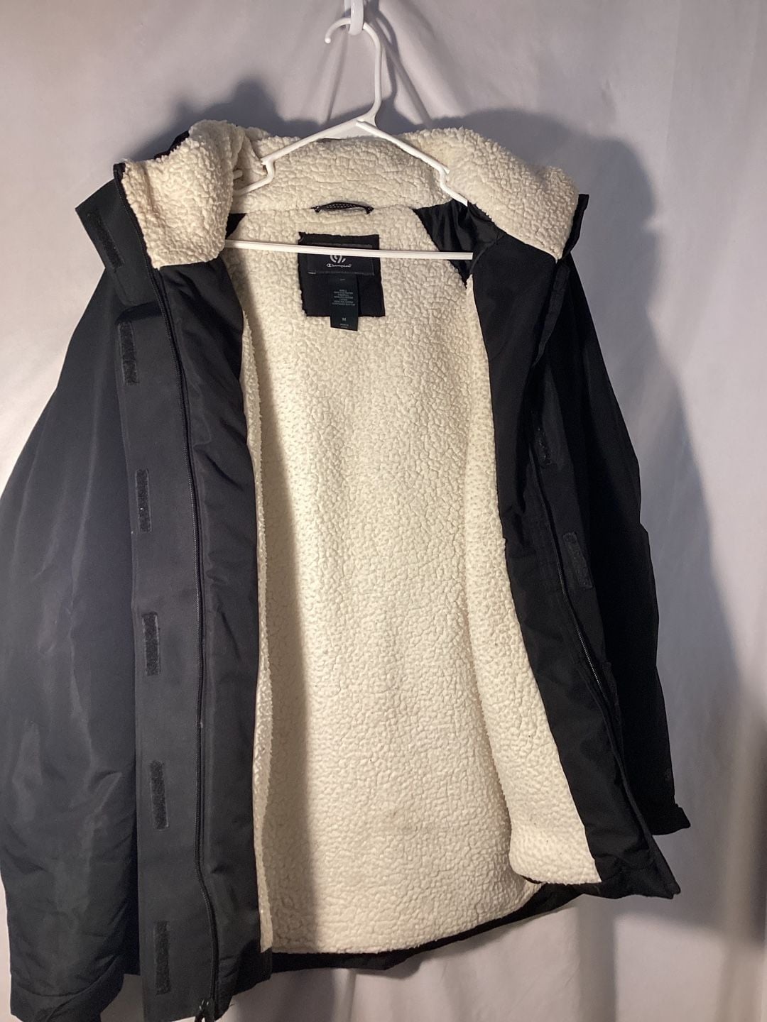 Champion Hooded Jacket Size M Black Sherpa Lined Winter Parka Coat 4