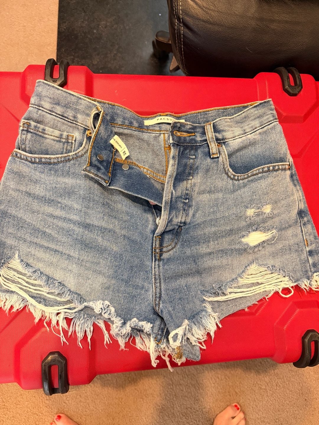 PacSun Vintage High Rise Denim Shorts Size 26 Distressed Light Wash 2