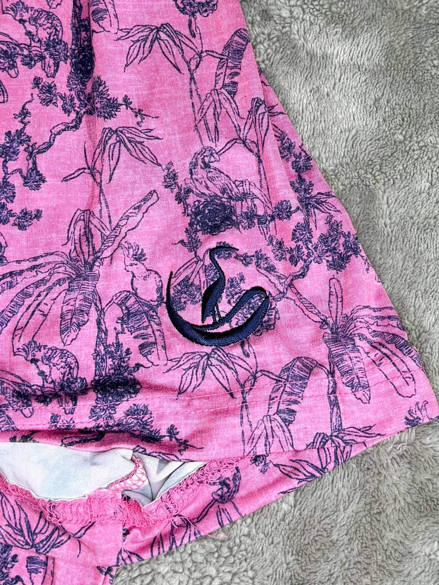 Johnnie-O Polo Featherweight Breezer Pink Tropical Print Golf Performance Polo 3