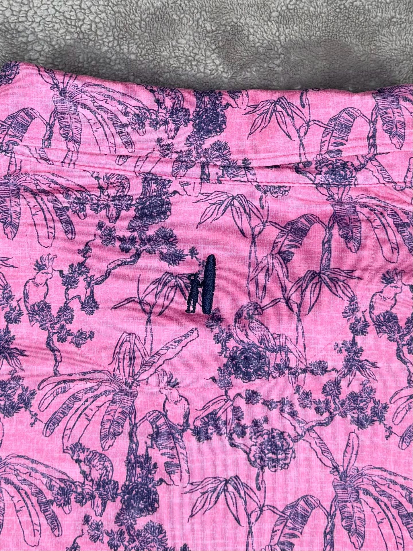 Johnnie-O Polo Featherweight Breezer Pink Tropical Print Golf Performance Polo 7