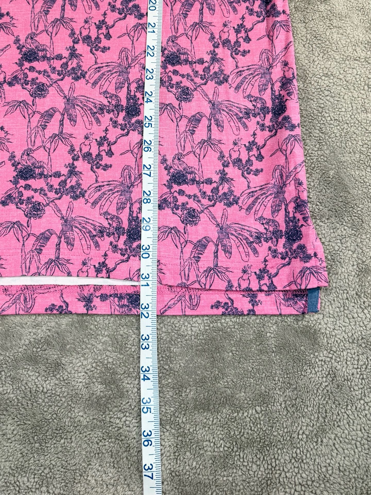 Johnnie-O Polo Featherweight Breezer Pink Tropical Print Golf Performance Polo 9