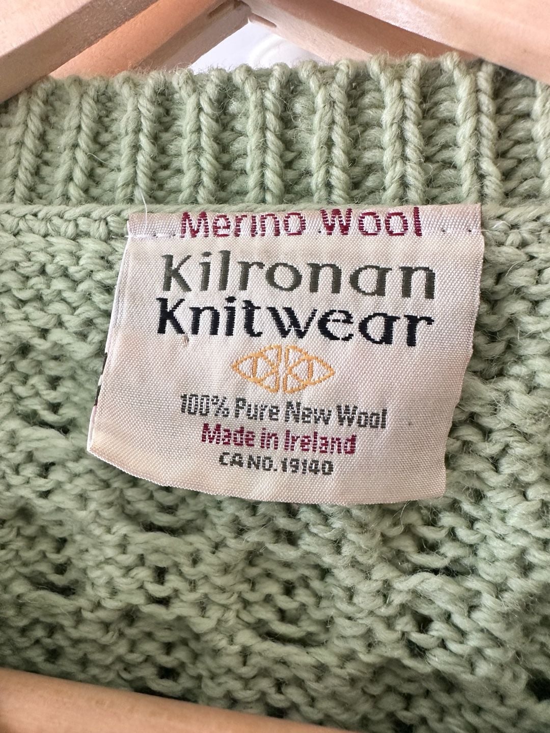 Kilronan Knitwear Cardigan Sweater Green Merino Wool Ireland 4