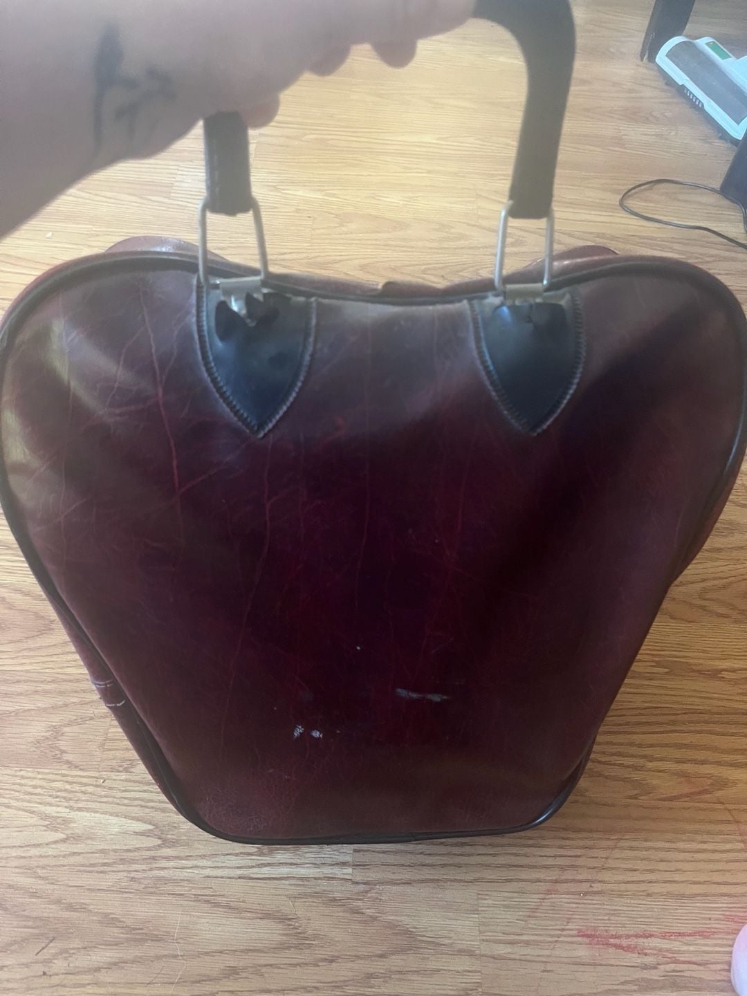 Vintage Bowling Bag Maroon Black Silver Retro Sports Carryall 2