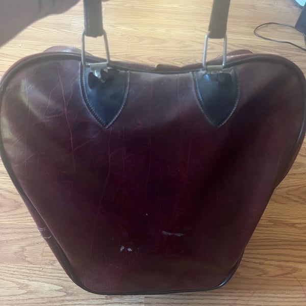 Vintage Bowling Bag Maroon Black Silver Retro Sports Carryall