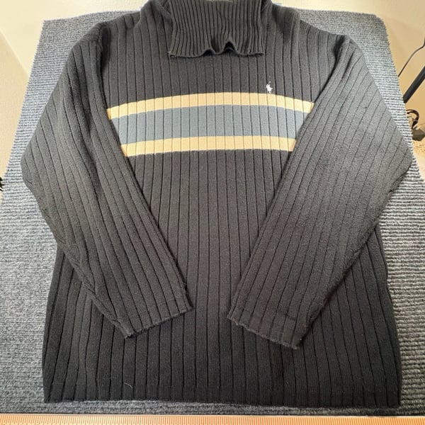 Polo Ralph Lauren Ribbed Turtleneck Sweater Black Striped
