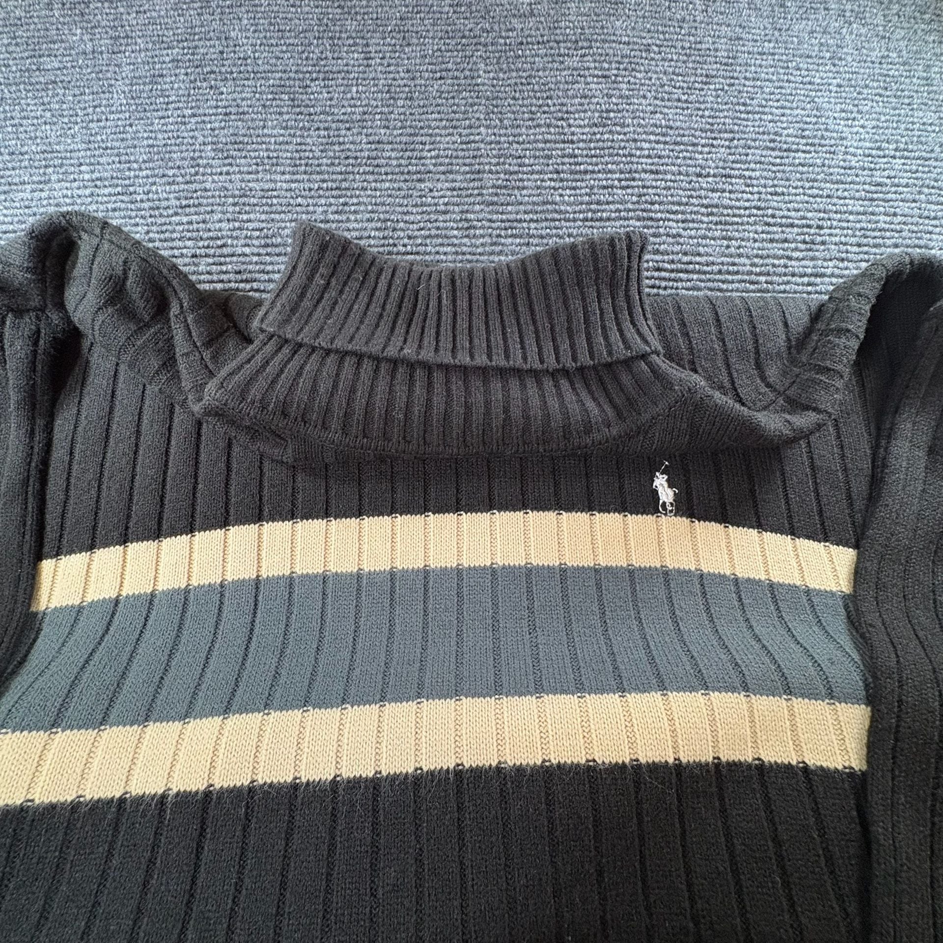 Polo Ralph Lauren Ribbed Turtleneck Sweater Black Striped 6