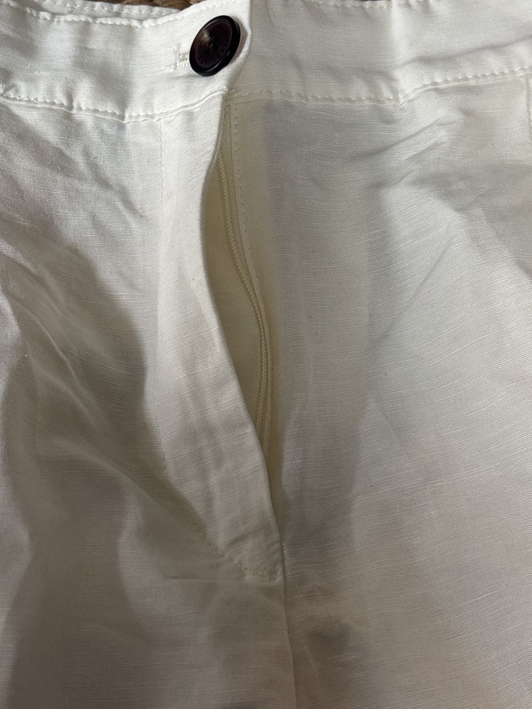 H&M Linen Blend Pants White Wide Leg Pleated Trousers Size 2 11