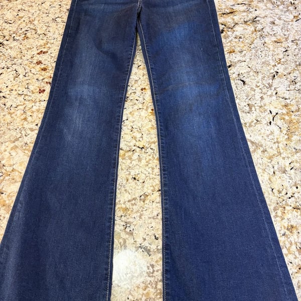 7 For All Mankind Dojo Tailorless Flare Jeans Size 25 Blue Denim
