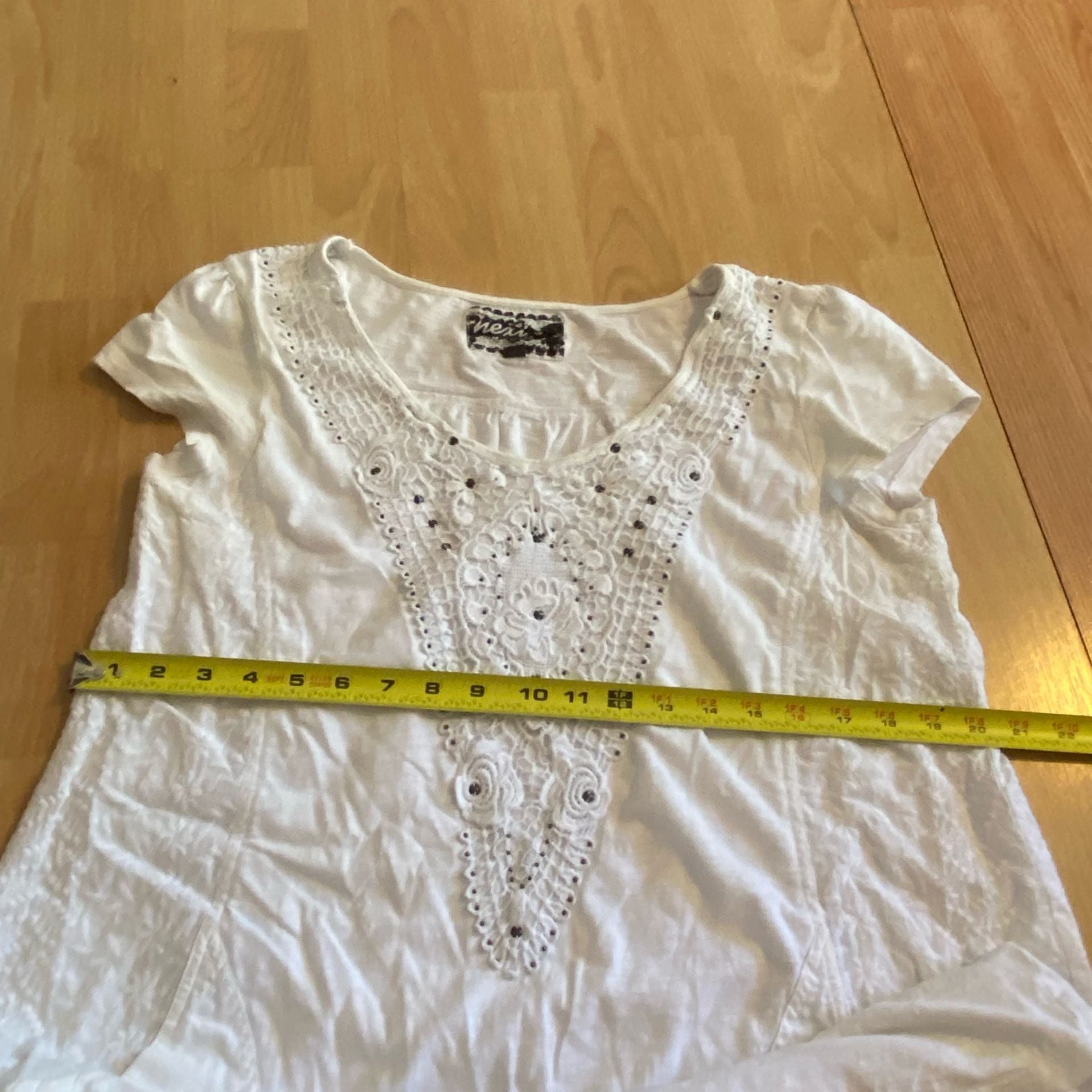 Vintage Nexi Top Size 14 White Lace Embroidered Tunic 4