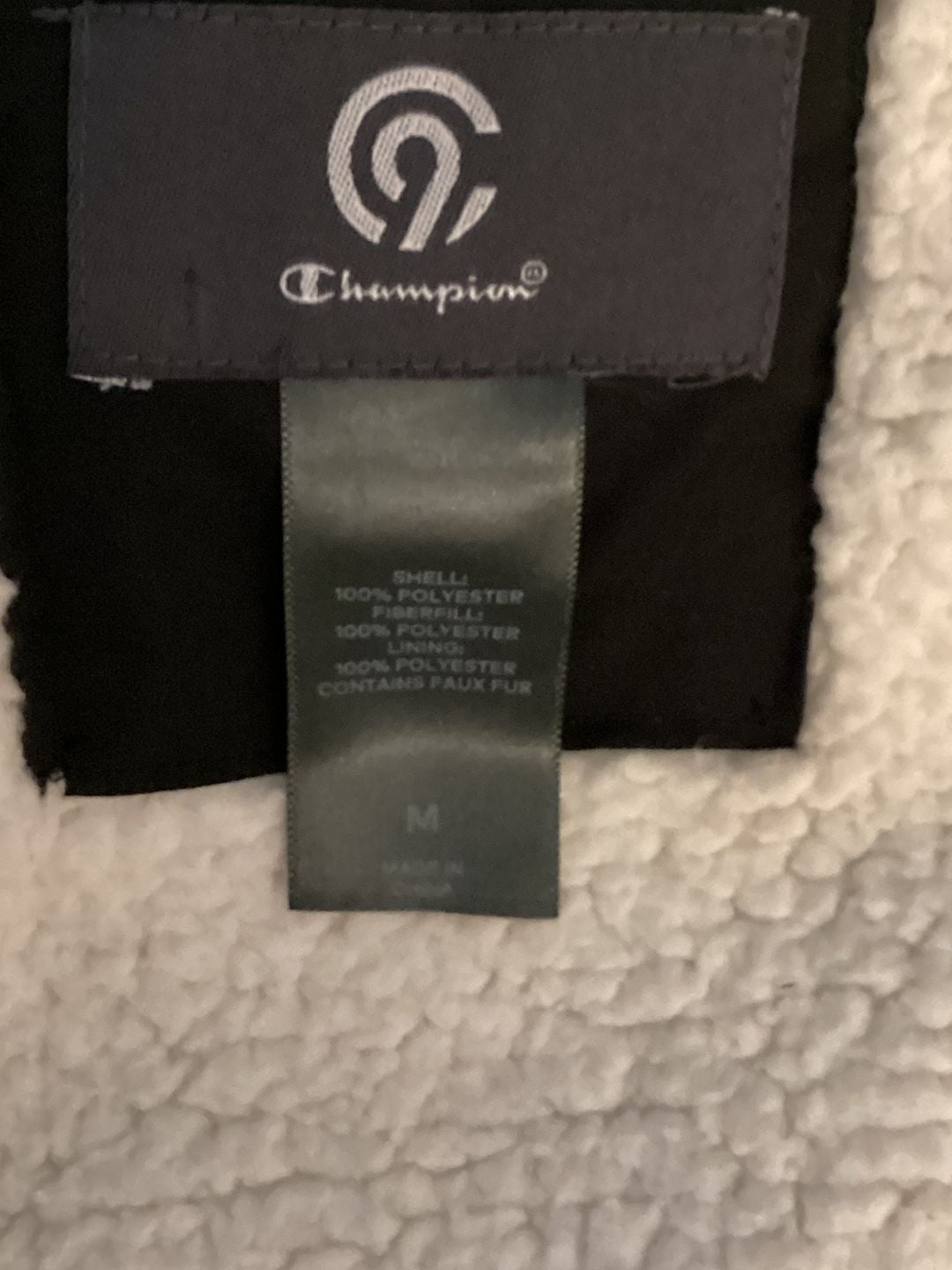 Champion Hooded Jacket Size M Black Sherpa Lined Winter Parka Coat 7