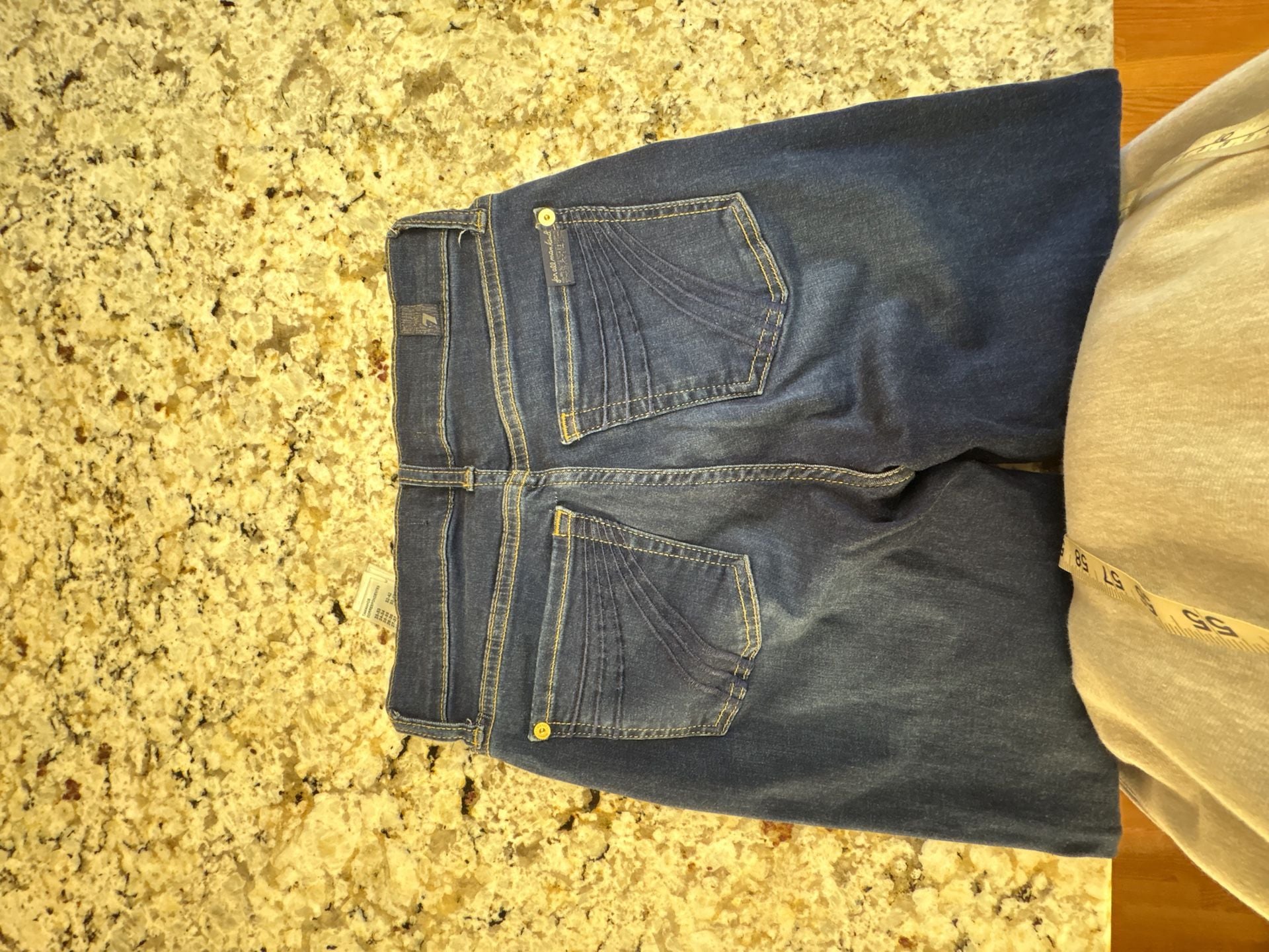 7 For All Mankind Dojo Tailorless Flare Jeans Size 25 Blue Denim 10