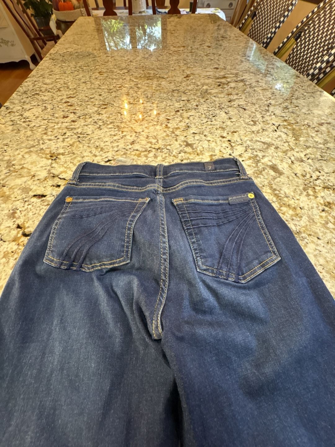 7 For All Mankind Dojo Tailorless Flare Jeans Size 25 Blue Denim 11