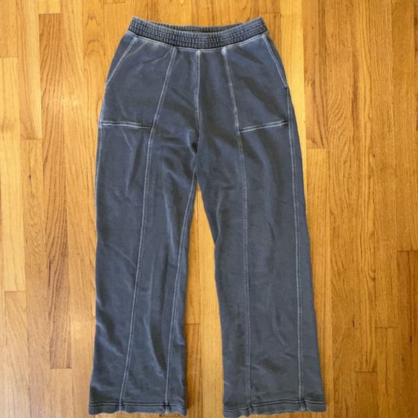 Aerie Gray Mineral Wash Wide Leg Sweatpants Terry Knit Seamed Sweatpants S