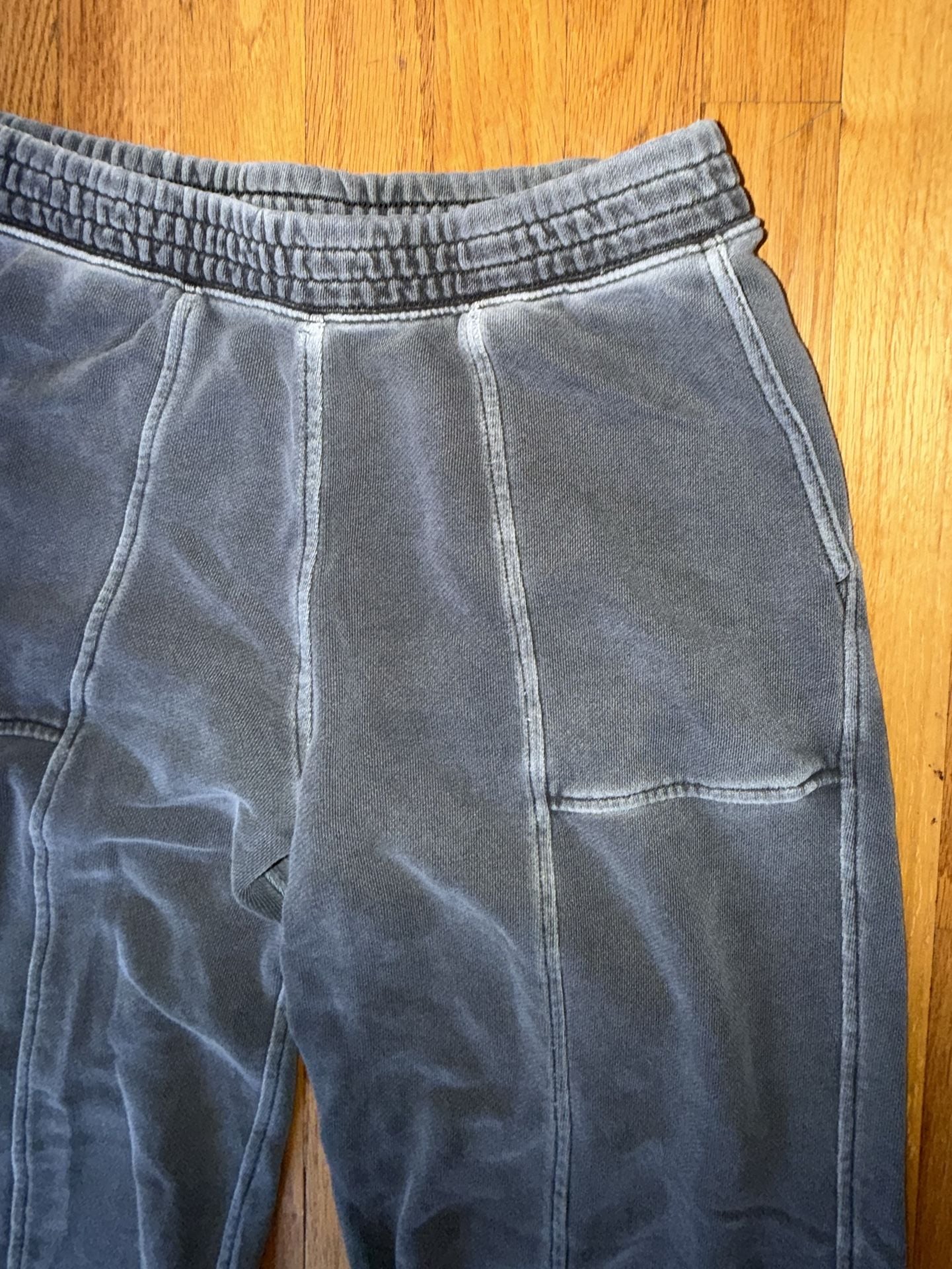 Aerie Gray Mineral Wash Wide Leg Sweatpants Terry Knit Seamed Sweatpants S 3